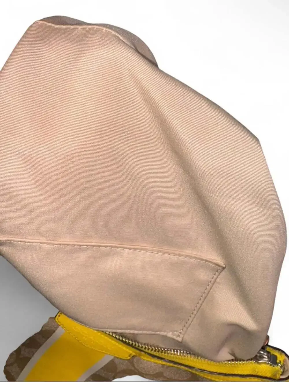 Coach Signature Stripe Eva Small Hobo Bag Beige and Yellow F29942